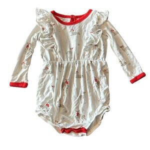 Kyte Baby 6-12M Girls Christmas Reindeer Bubble Outfit Romper Ruffle Longsleeves